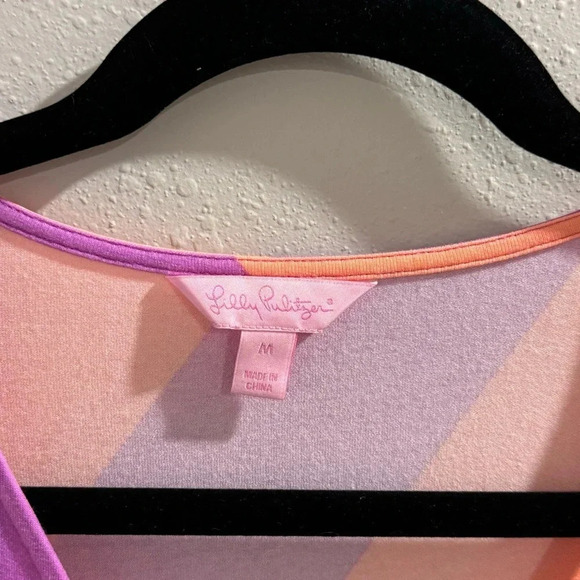 Lilly Pulitzer Adriel Wrap Dress Always a Party Striped Wrap Dress Size Medium - Picture 3 of 8